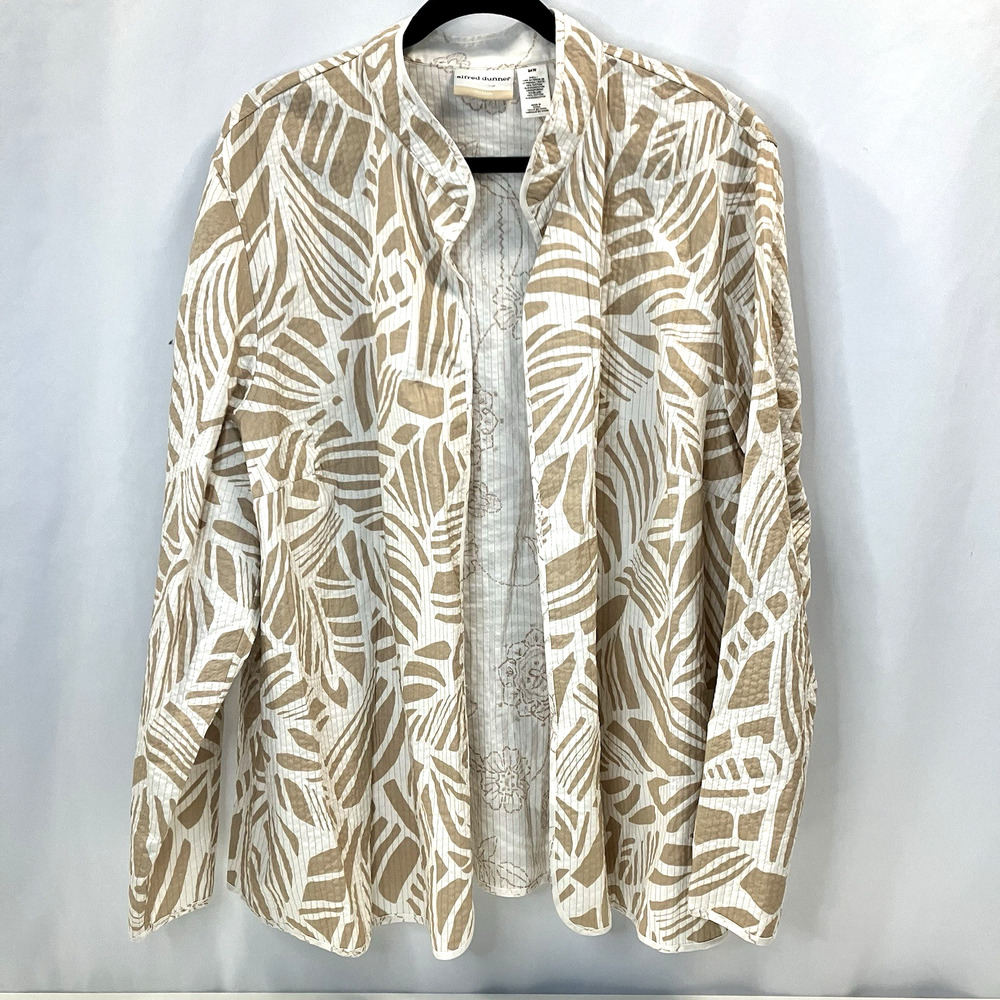Alfred Dunner Lightweight Blazer Jacket Women's 24W White Beige 100% Cotton